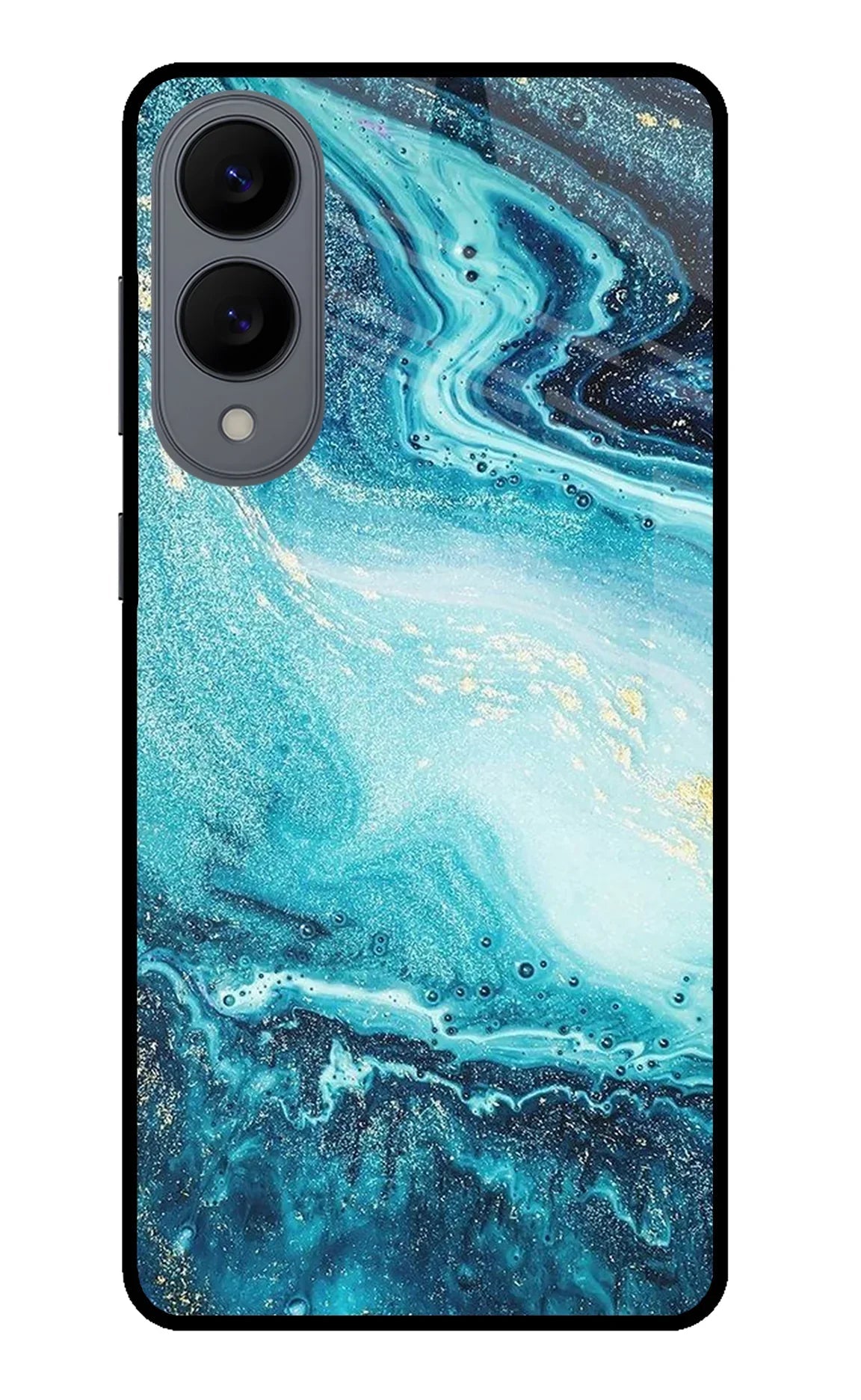 Blue Glitter Marble Samsung S25 Edge Back Cover