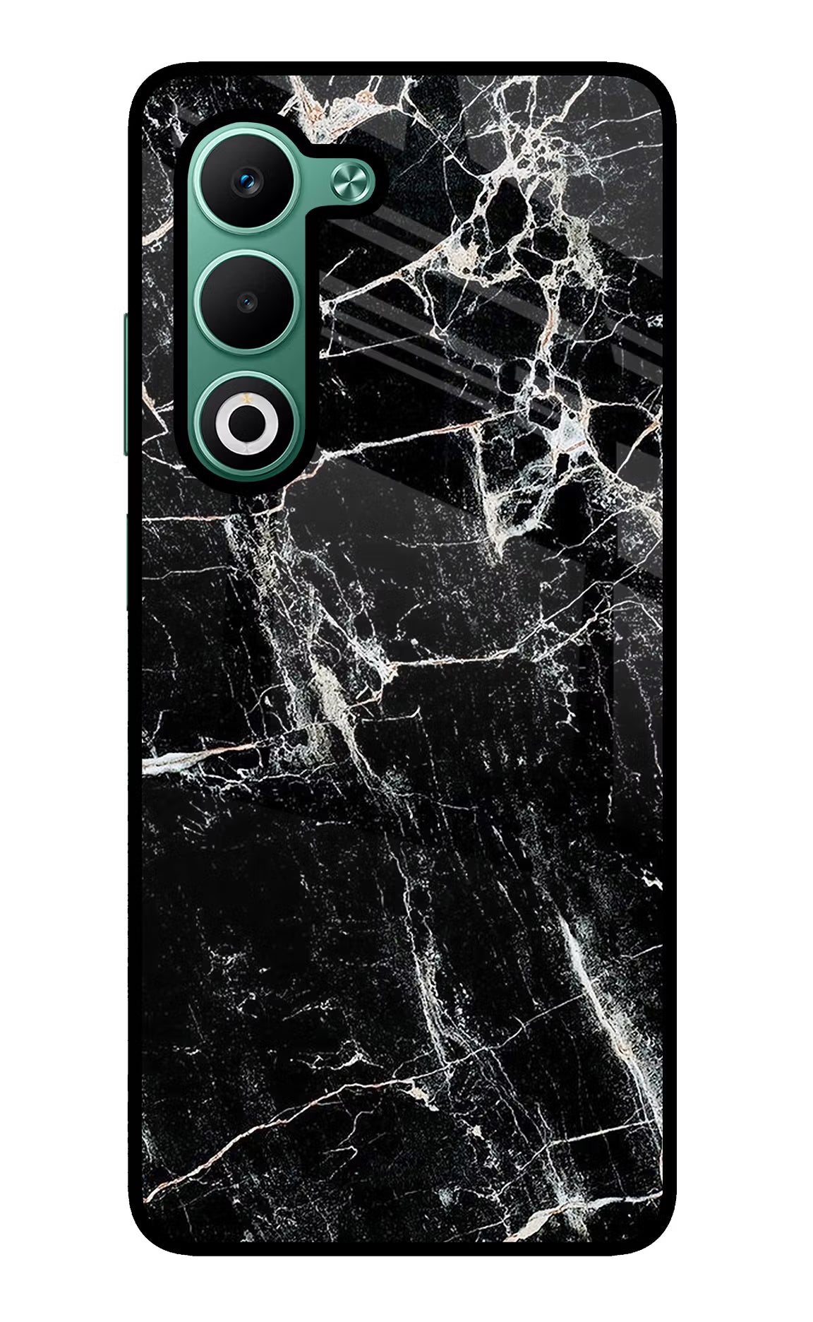 Black Marble Texture Oppo A5 5G Glass Case