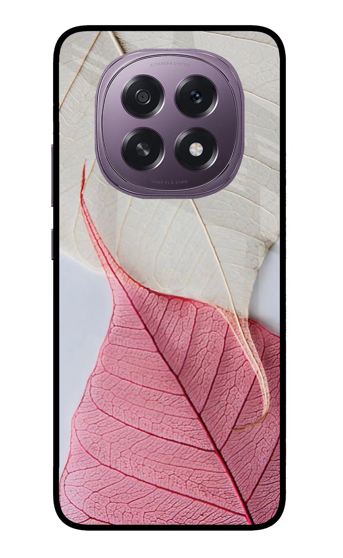 White Pink Leaf Oppo F29 5G Back Cover