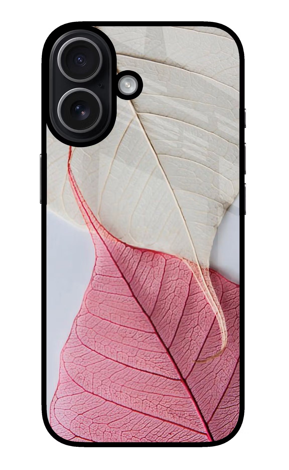 White Pink Leaf iPhone 17 Back Cover