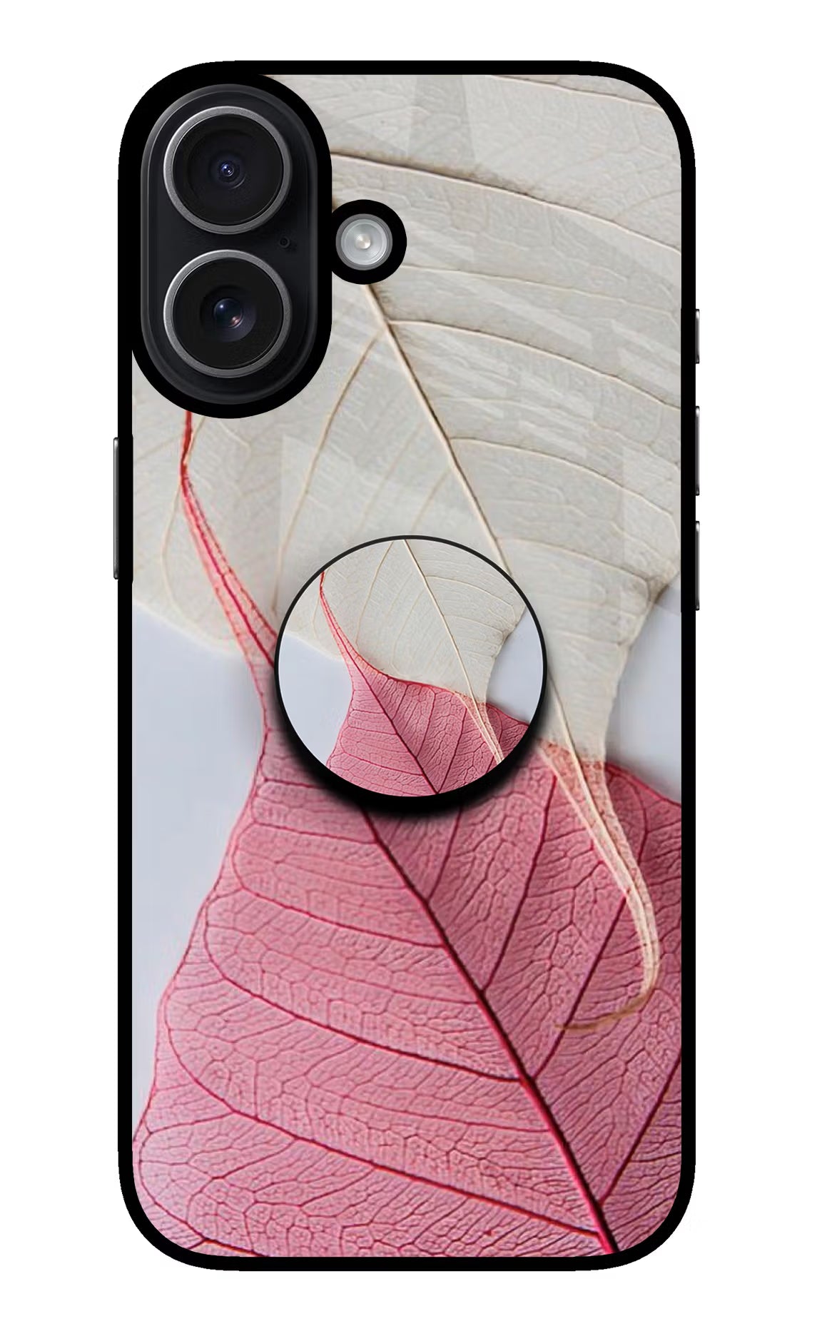 White Pink Leaf iPhone 17 Pop Case