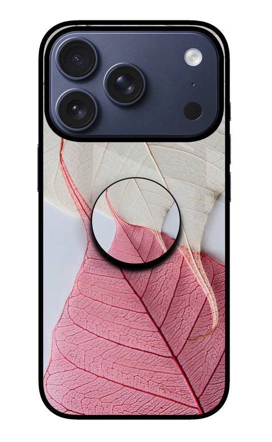 White Pink Leaf iPhone 17 Pro Pop Case
