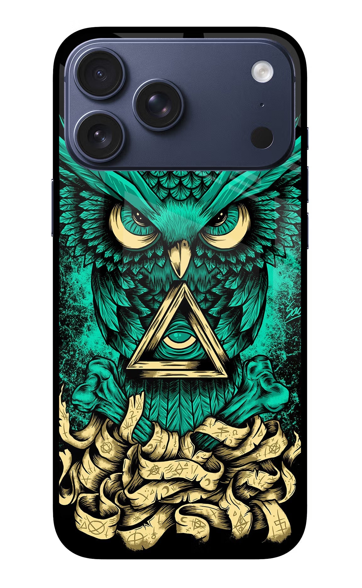 Green Owl iPhone 17 Pro Max Glass Case