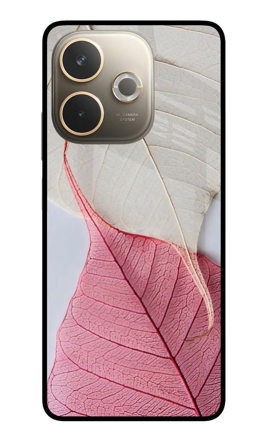 White Pink Leaf Oppo A5 Pro 5G Back Cover