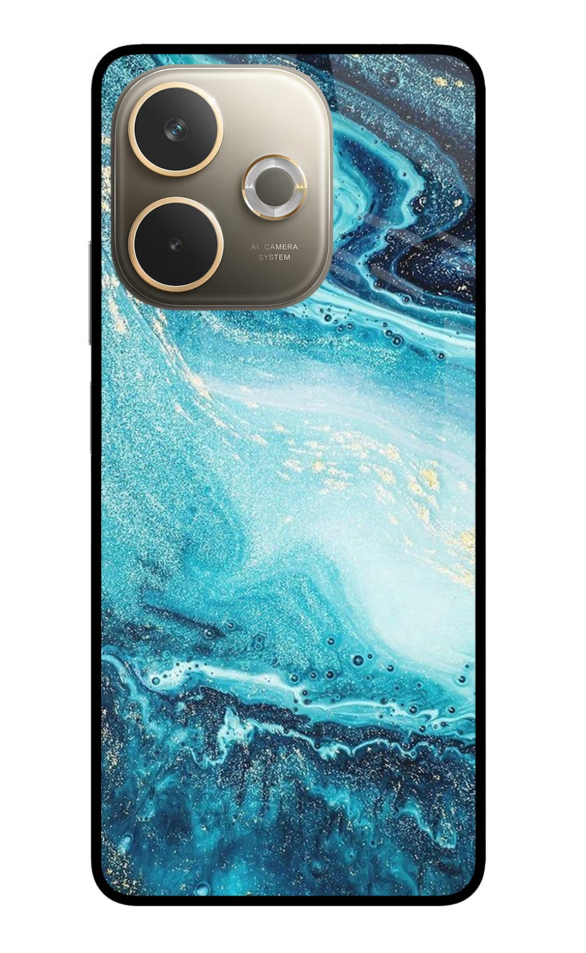 Blue Glitter Marble Oppo A5 Pro 5G Glass Case