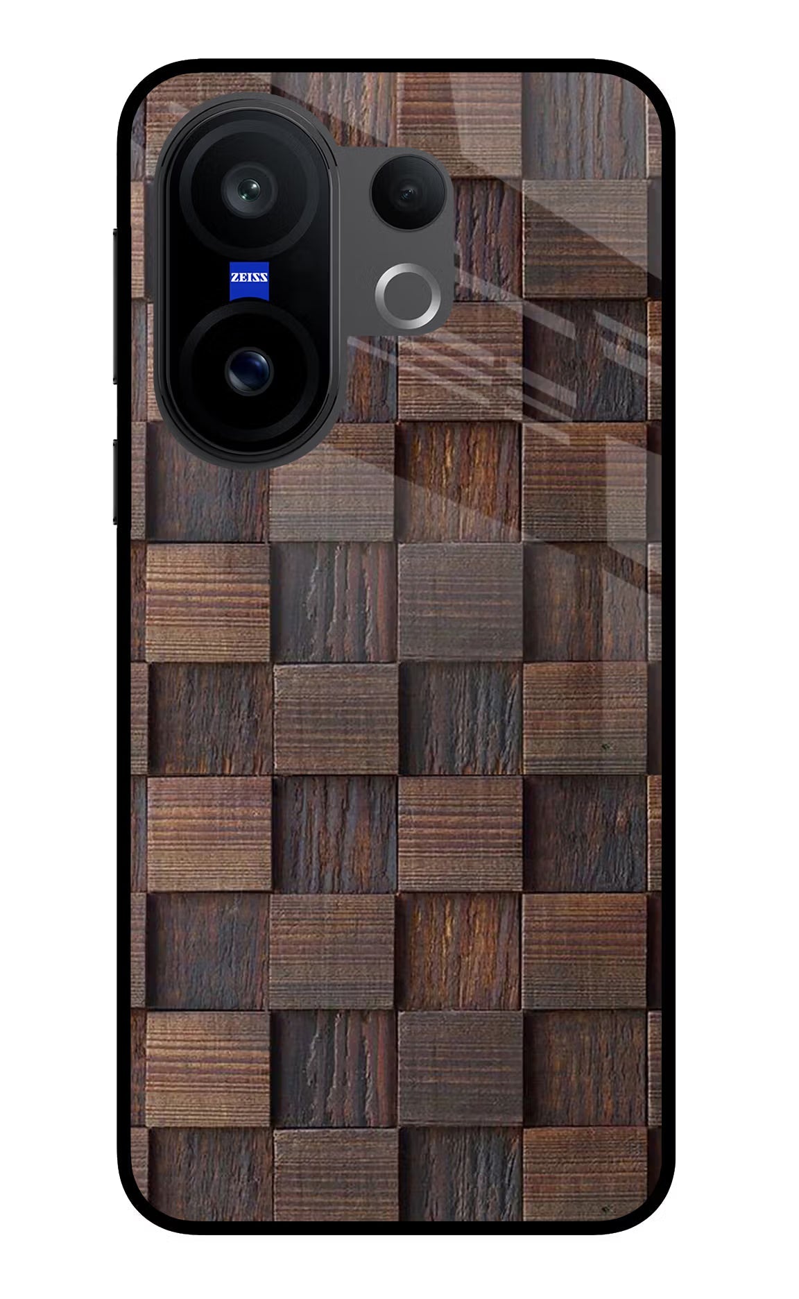 Wooden Cube Design Vivo X200 FE Glass Case
