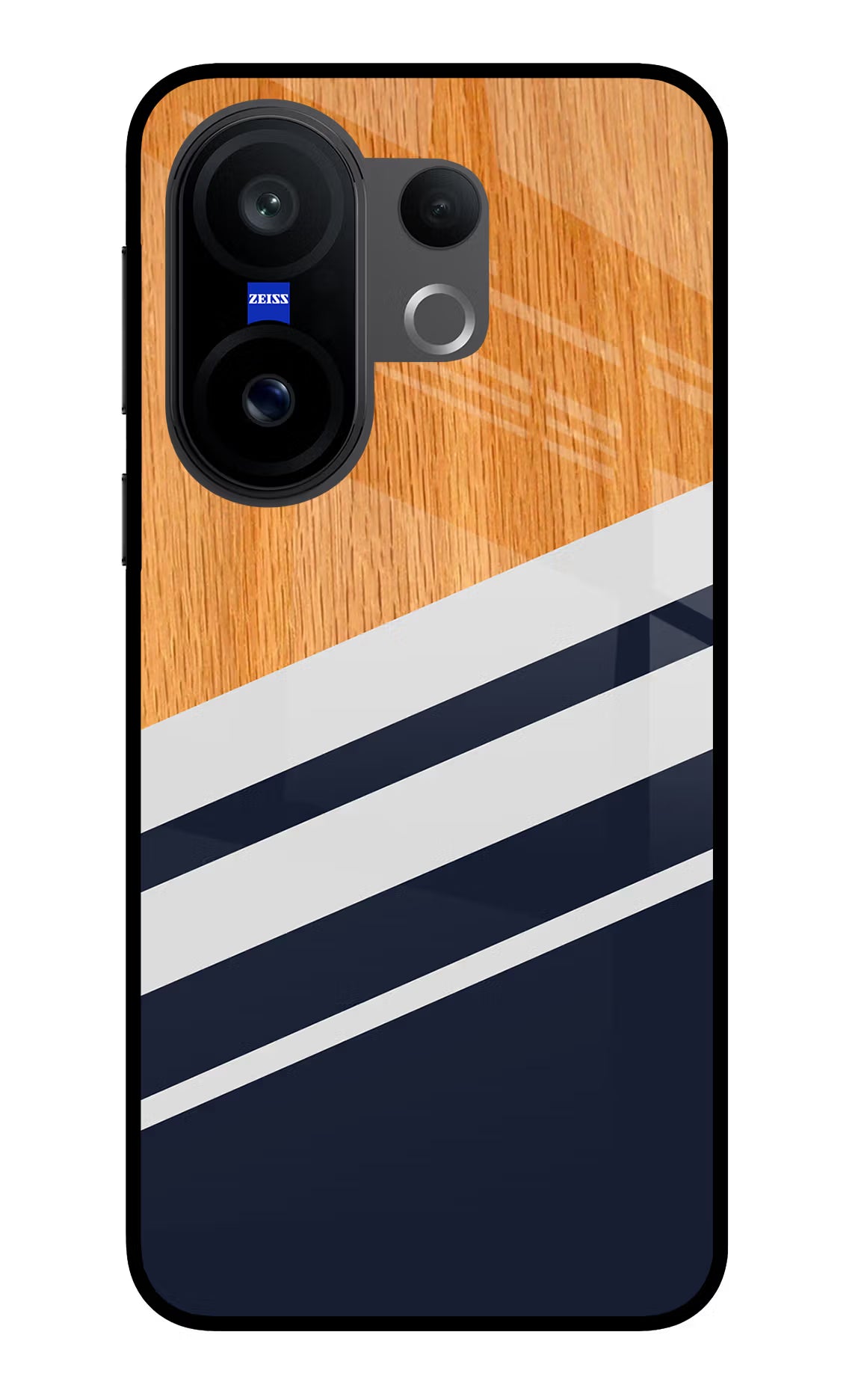 Blue and white wooden Vivo X200 FE Glass Case