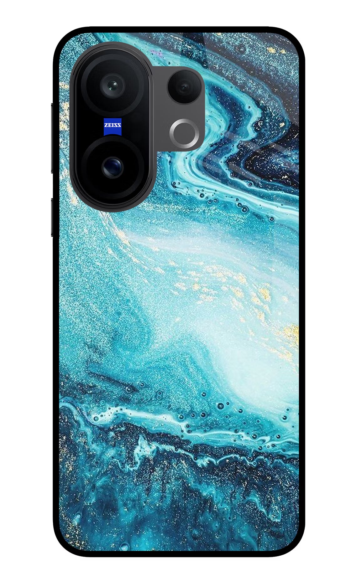 Blue Glitter Marble Vivo X200 FE Glass Case
