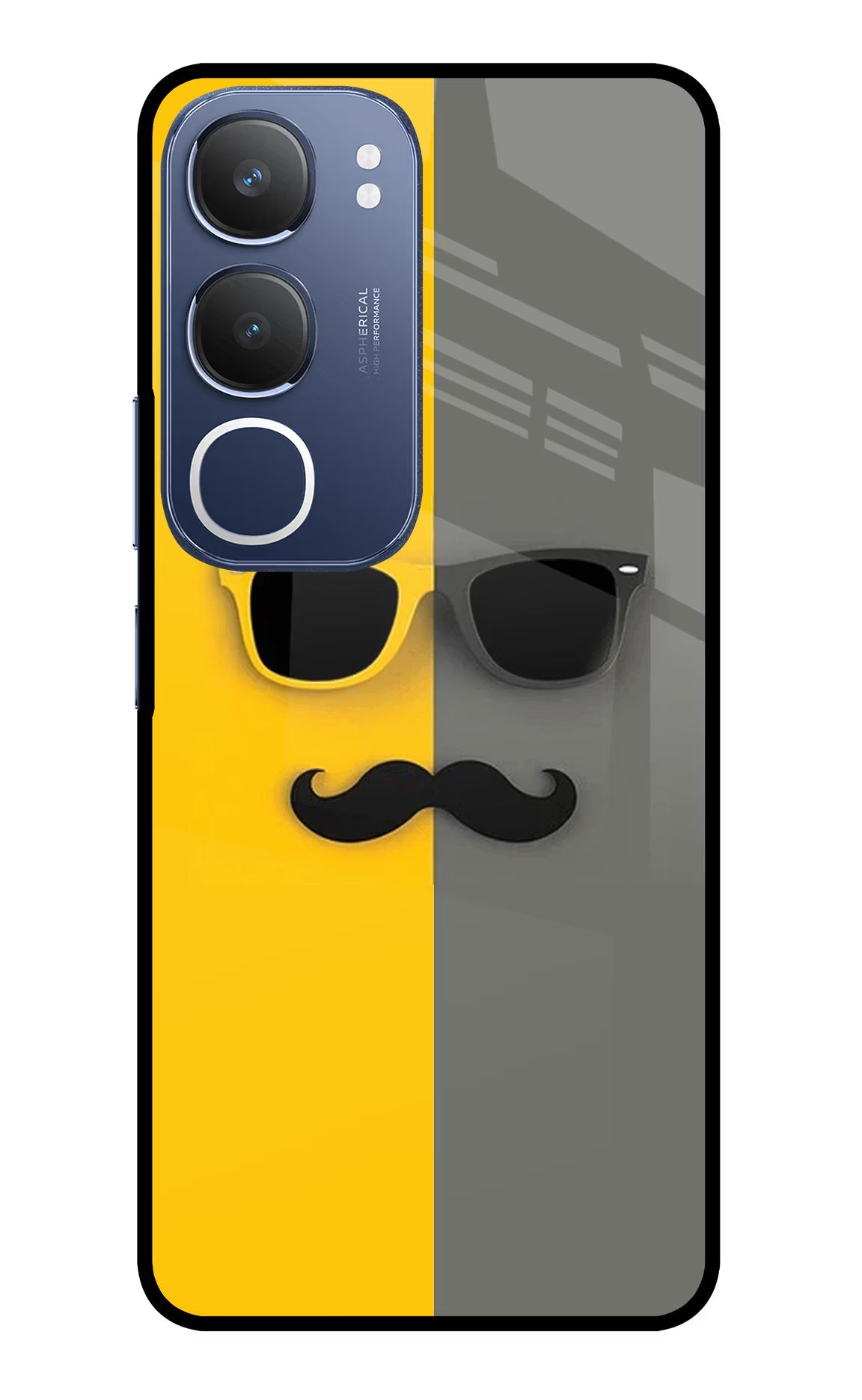 Sunglasses with Mustache Vivo Y29 5G Glass Case