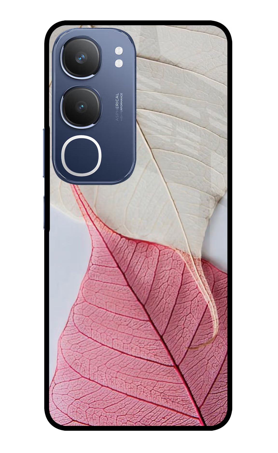 White Pink Leaf Vivo Y29 5G Back Cover