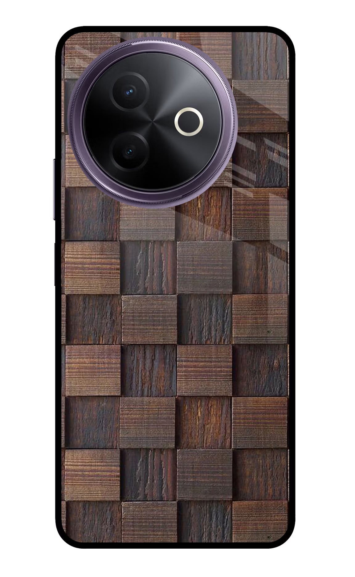 Wooden Cube Design Vivo Y39 5G Glass Case
