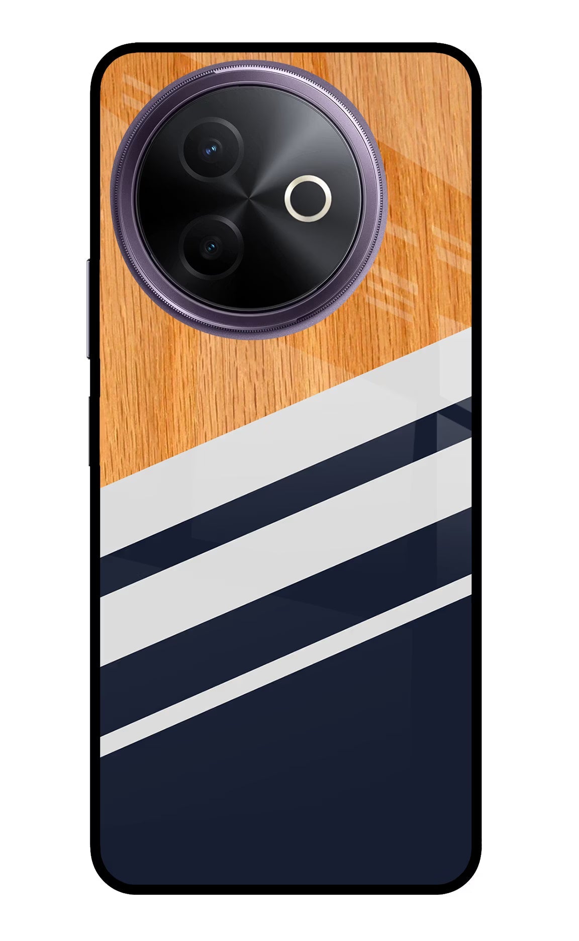 Blue and white wooden Vivo Y39 5G Glass Case