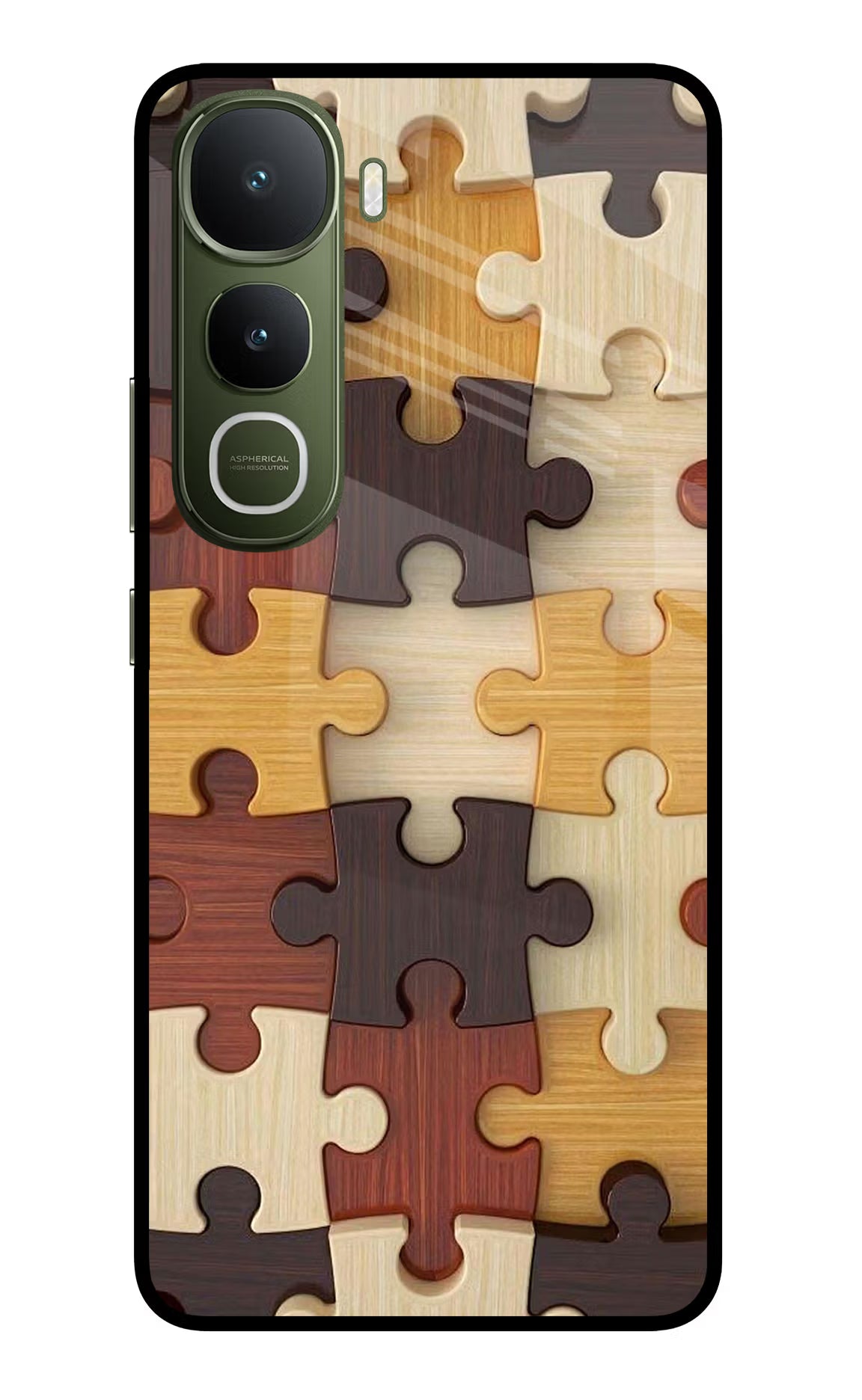Wooden Puzzle Vivo Y400 5G Glass Case
