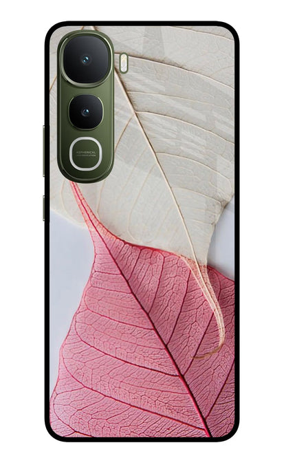 White Pink Leaf Vivo Y400 5G Back Cover