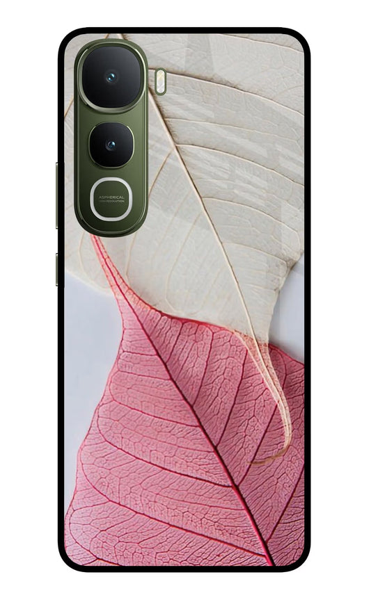 White Pink Leaf Vivo Y400 5G Back Cover