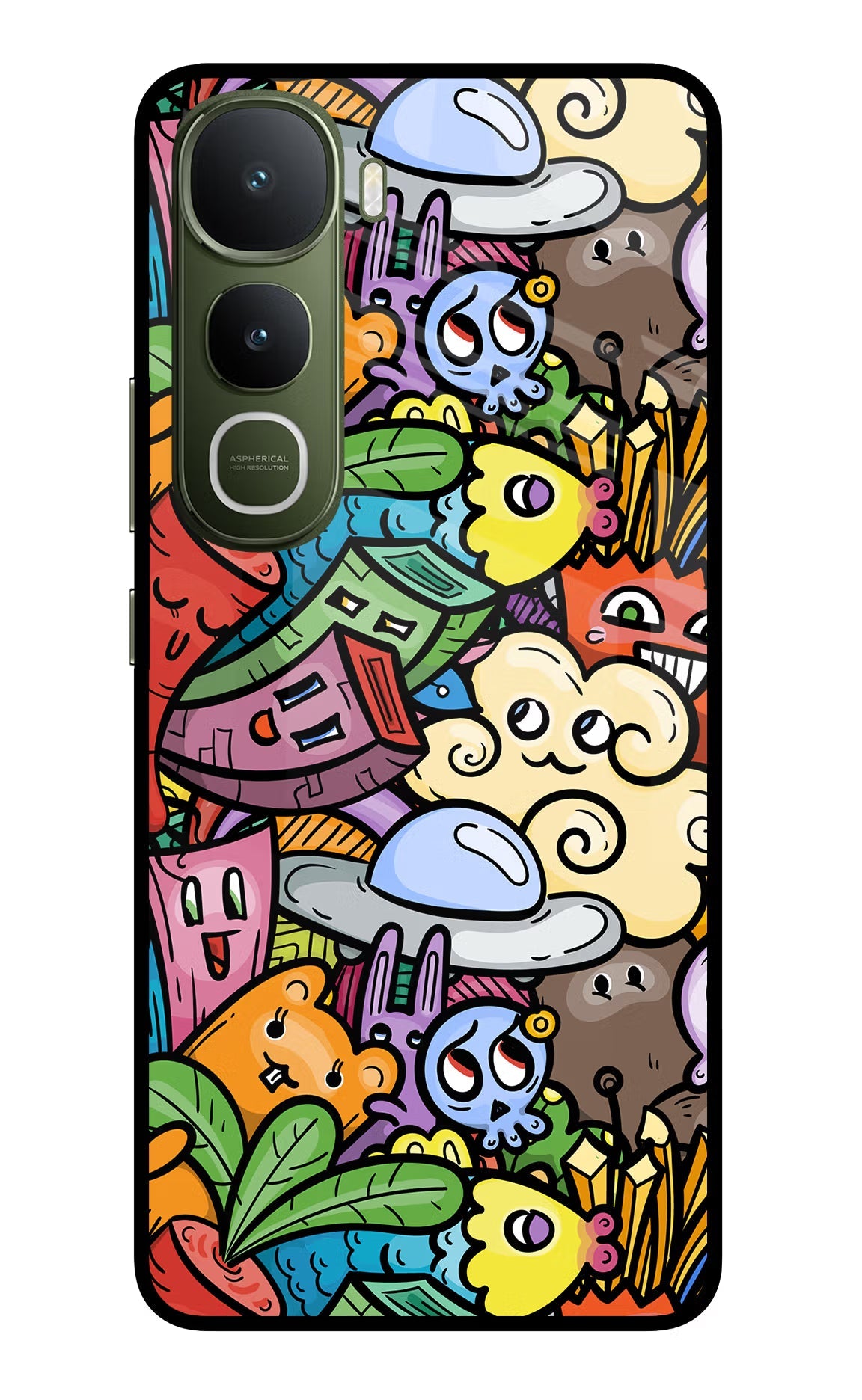 Veggie Doodle Vivo Y400 5G Glass Case