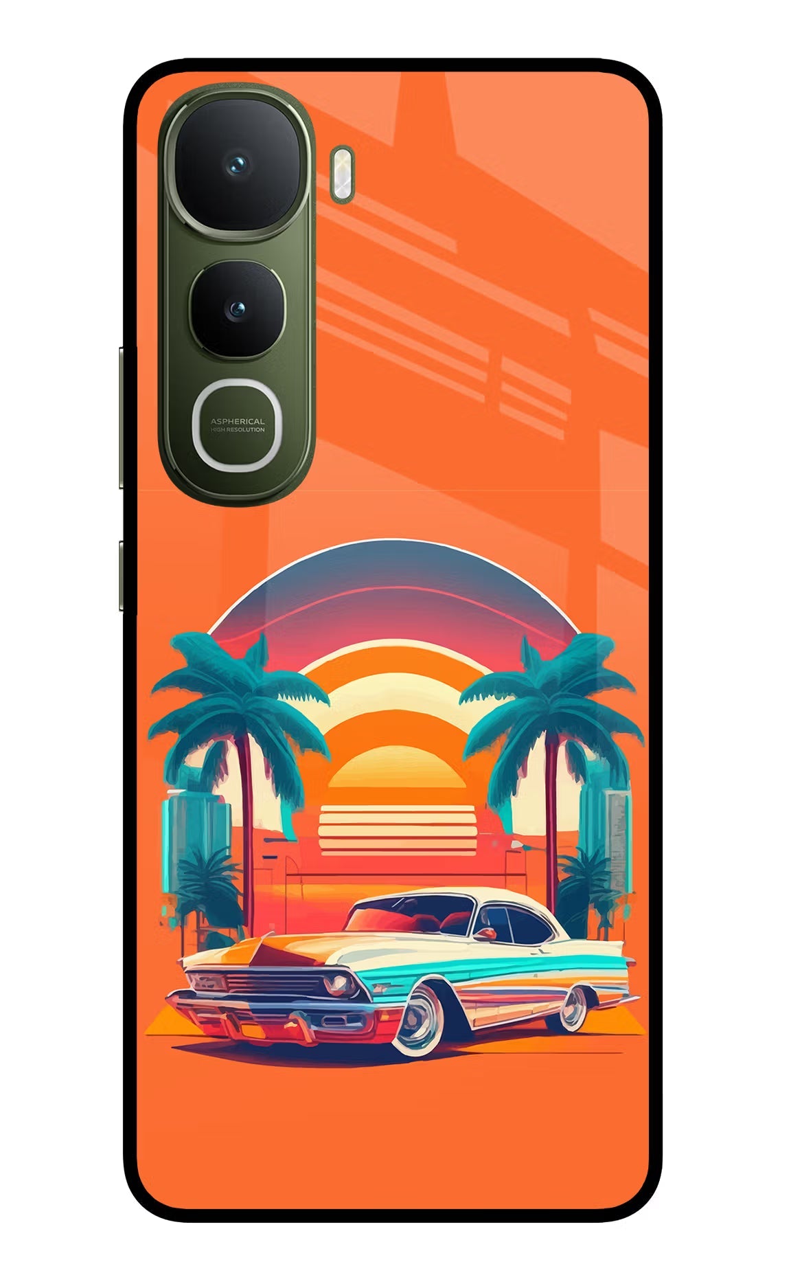 Palm Drive 80s Vivo Y400 5G Glass Case
