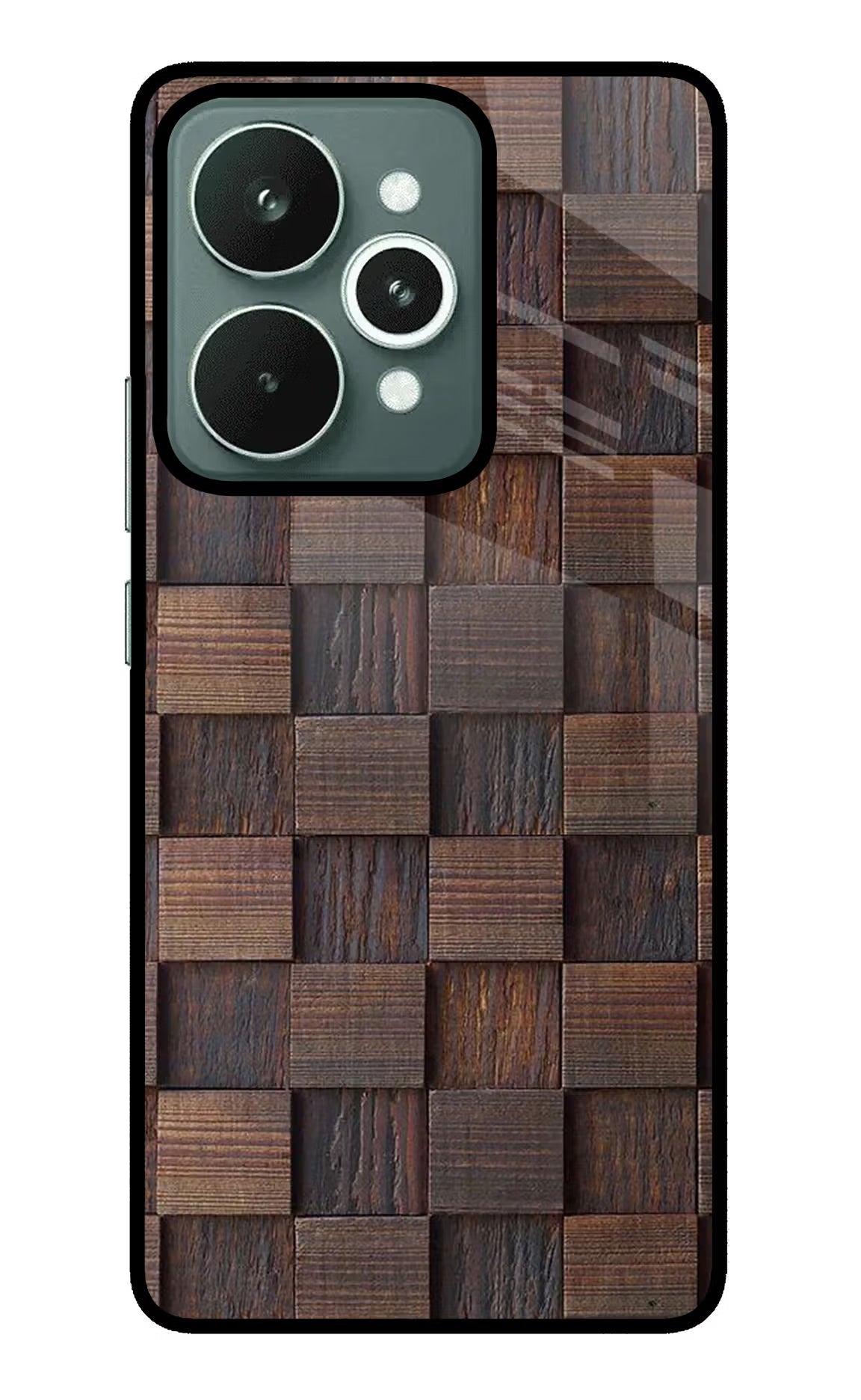 Wooden Cube Design Realme 15 Glass Case