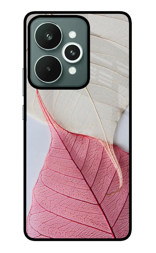 White Pink Leaf Realme 15 Back Cover