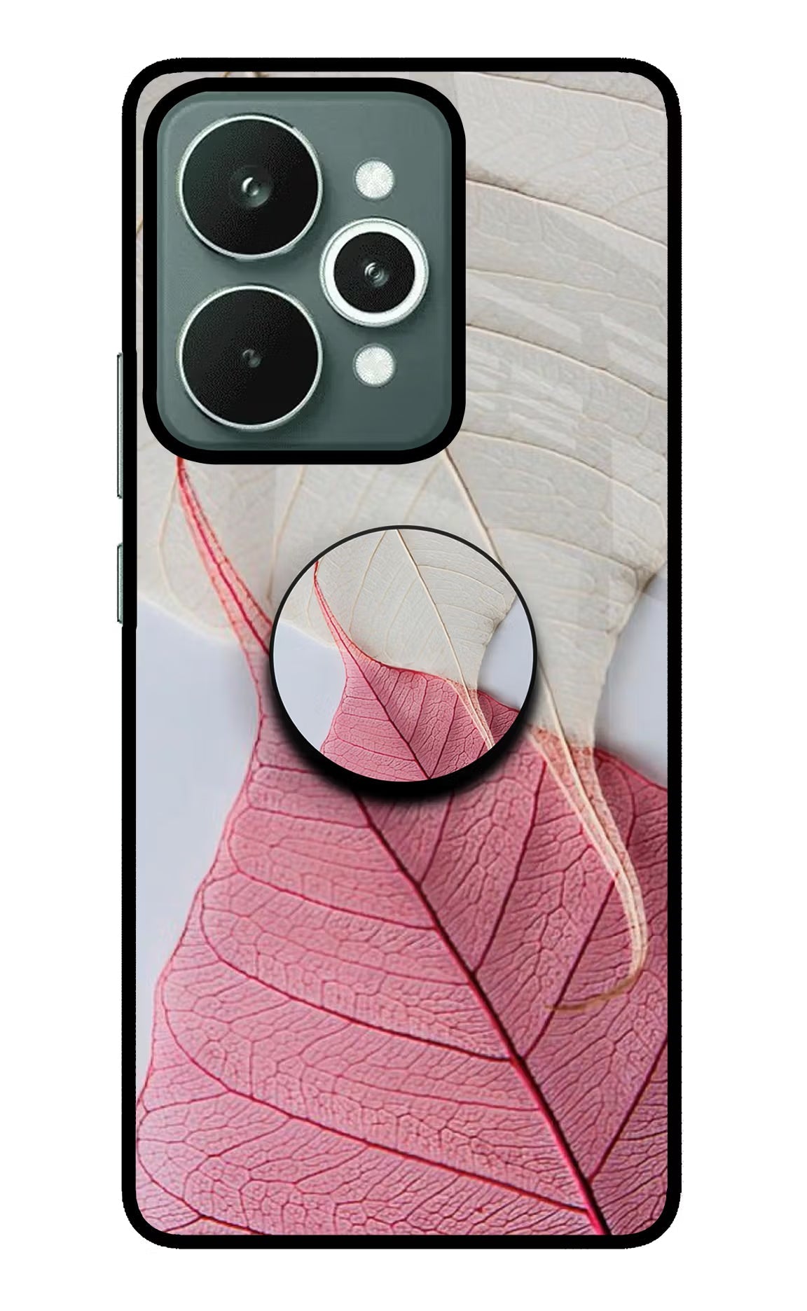 White Pink Leaf Realme 15 Pop Case