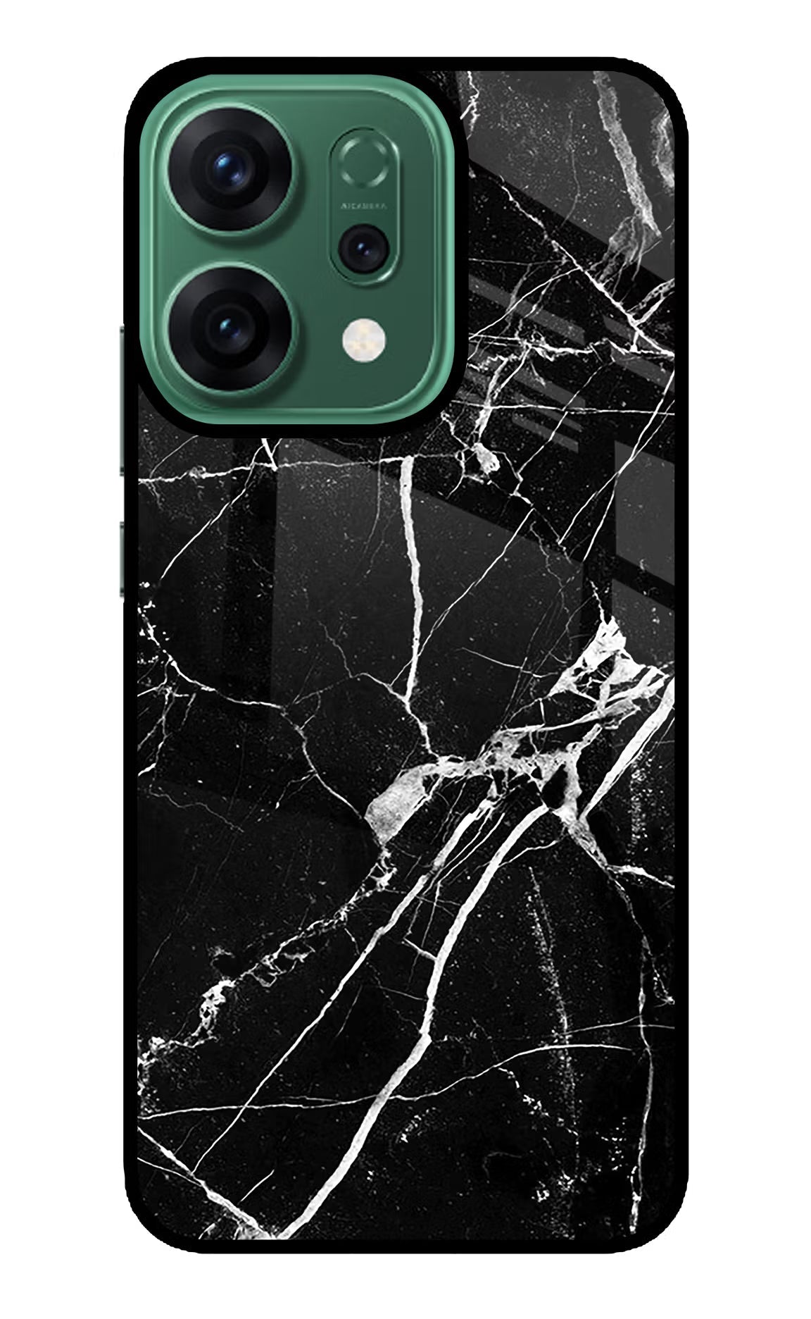 Black Marble Pattern Oppo Reno14 5G Glass Case