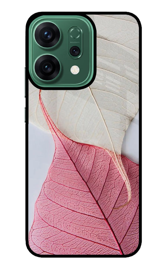 White Pink Leaf Oppo Reno14 5G Back Cover