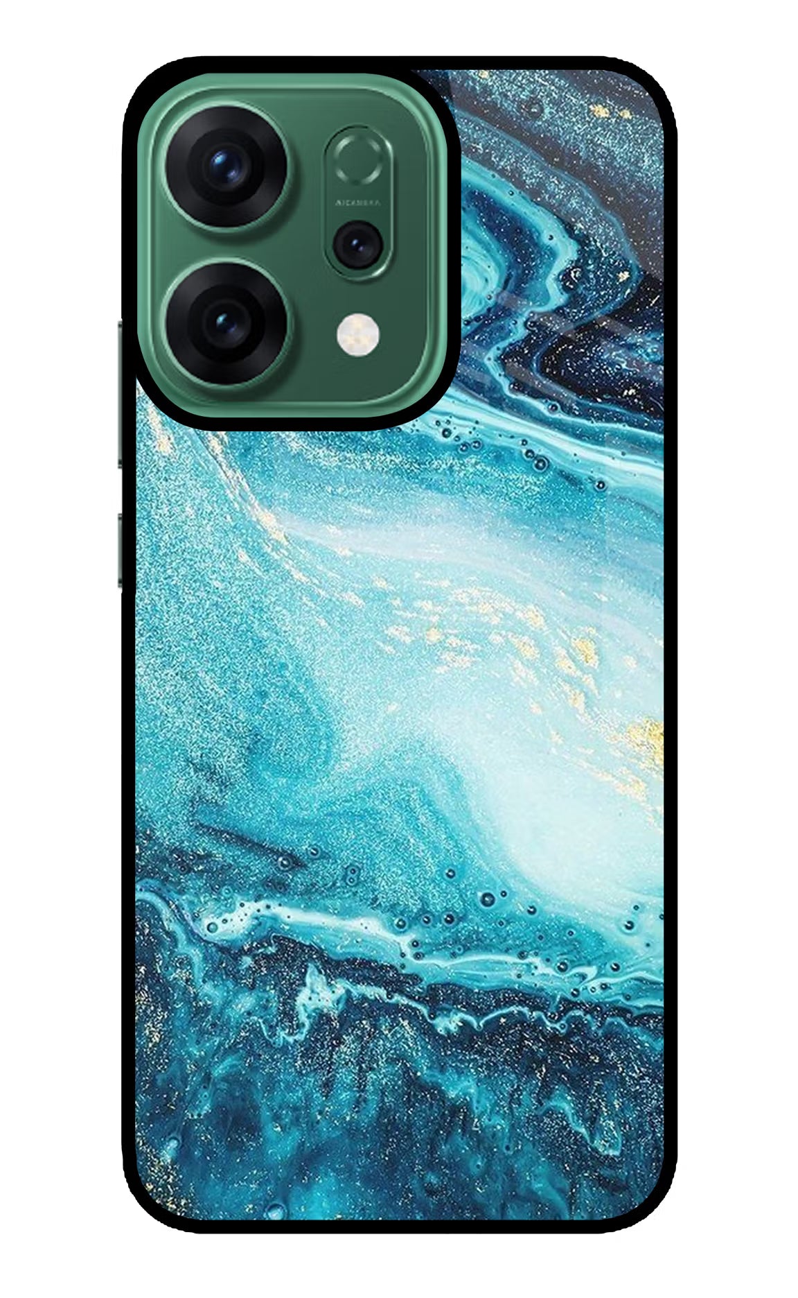Blue Glitter Marble Oppo Reno14 5G Glass Case
