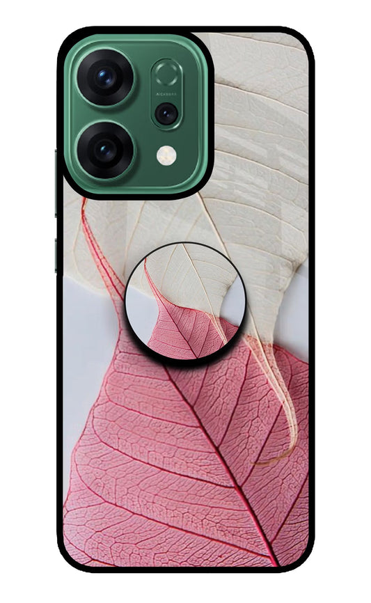 White Pink Leaf Oppo Reno14 5G Pop Case