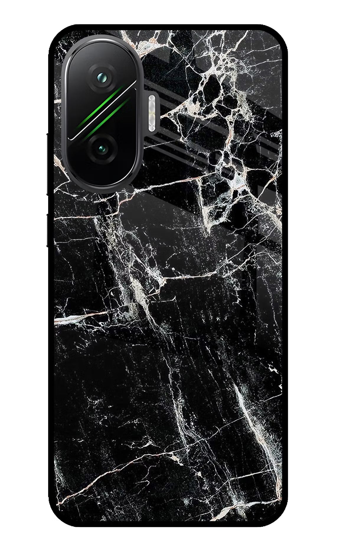 Black Marble Texture Poco F7 5G Glass Case