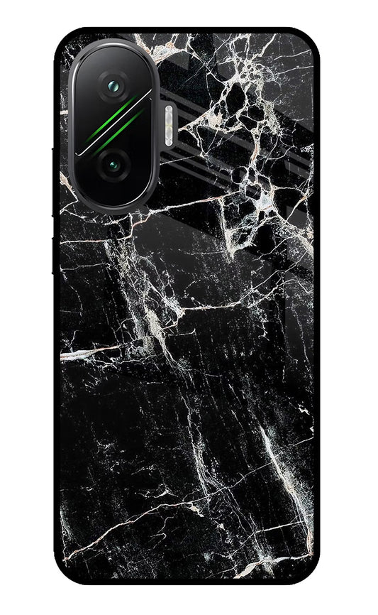 Black Marble Texture Poco F7 5G Glass Case
