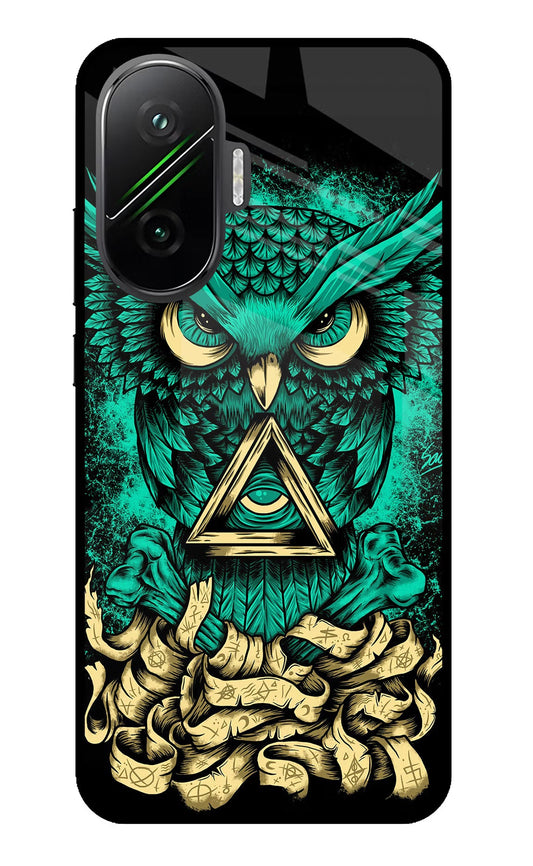 Green Owl Poco F7 5G Glass Case