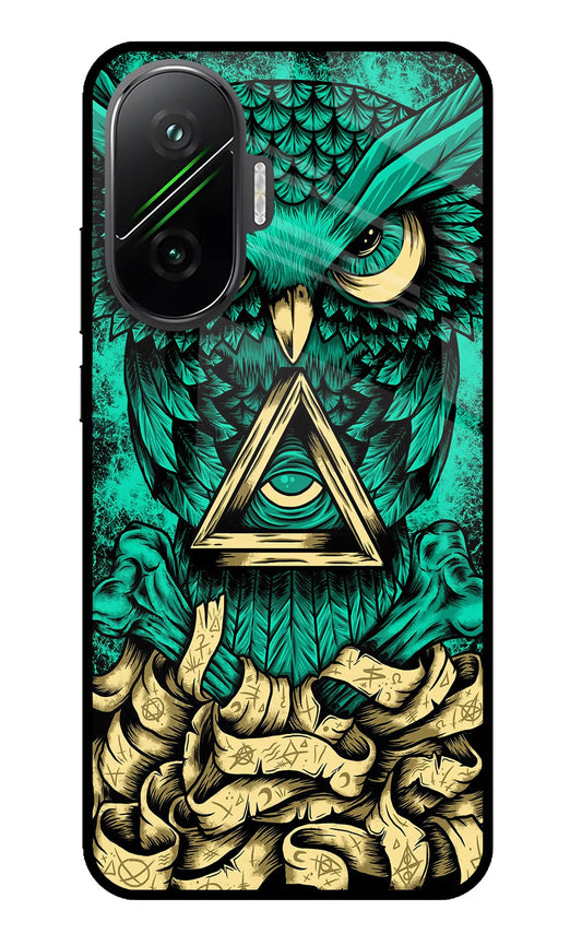Green Owl Poco F7 5G Glass Case