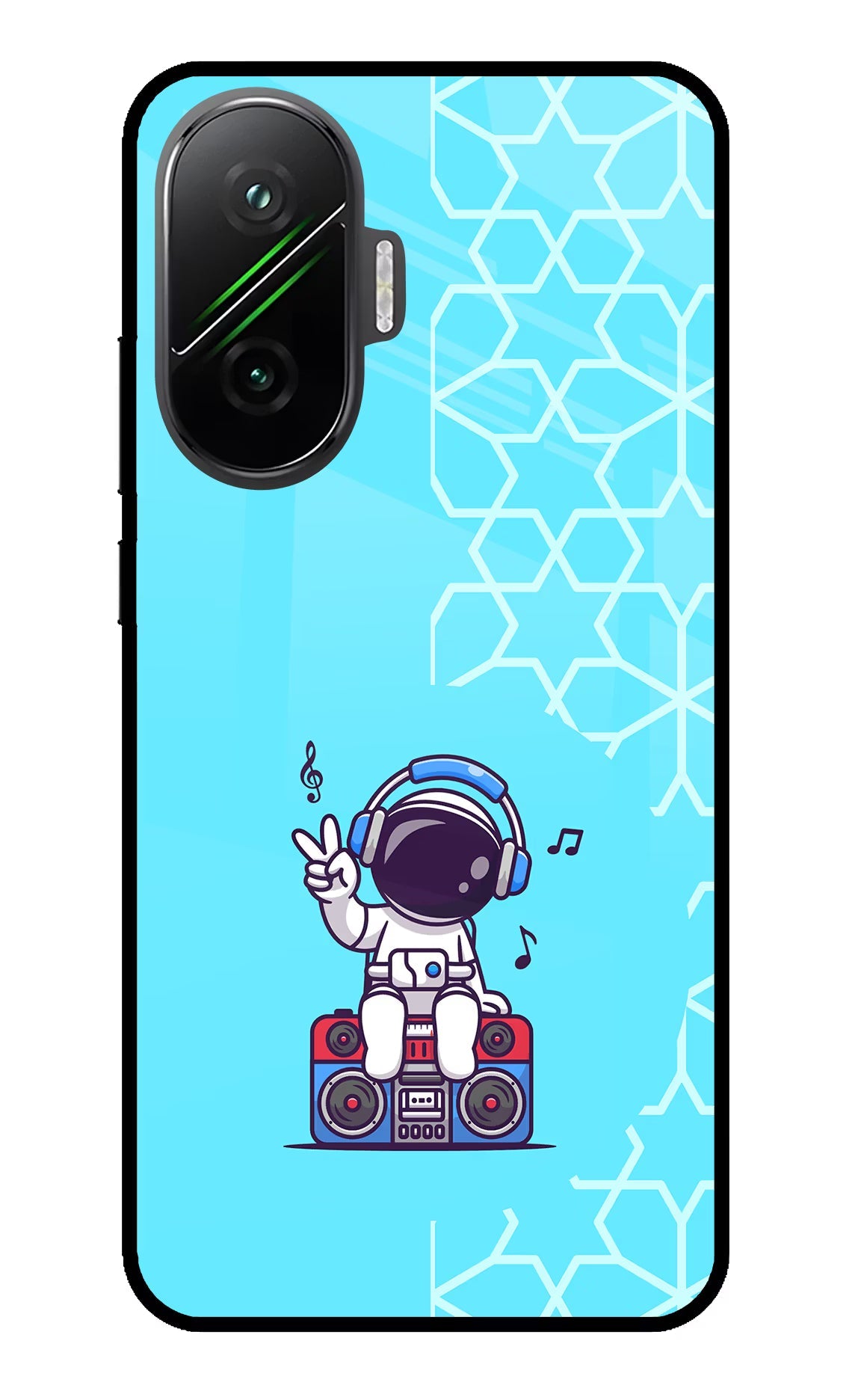 Cute Astronaut Chilling Poco F7 5G Glass Case