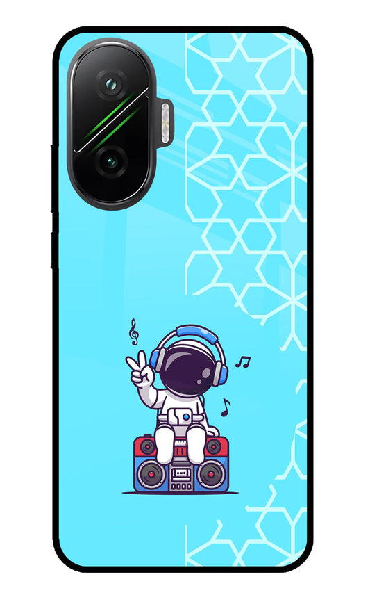 Cute Astronaut Chilling Poco F7 5G Glass Case