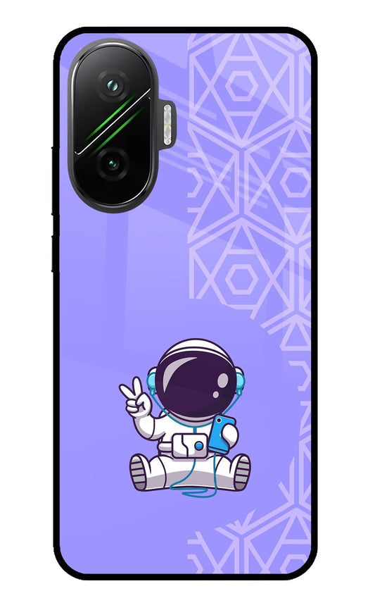 Cute Astronaut Chilling Poco F7 5G Glass Case