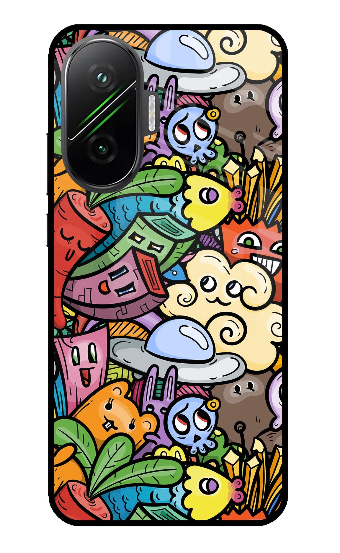 Veggie Doodle Poco F7 5G Glass Case