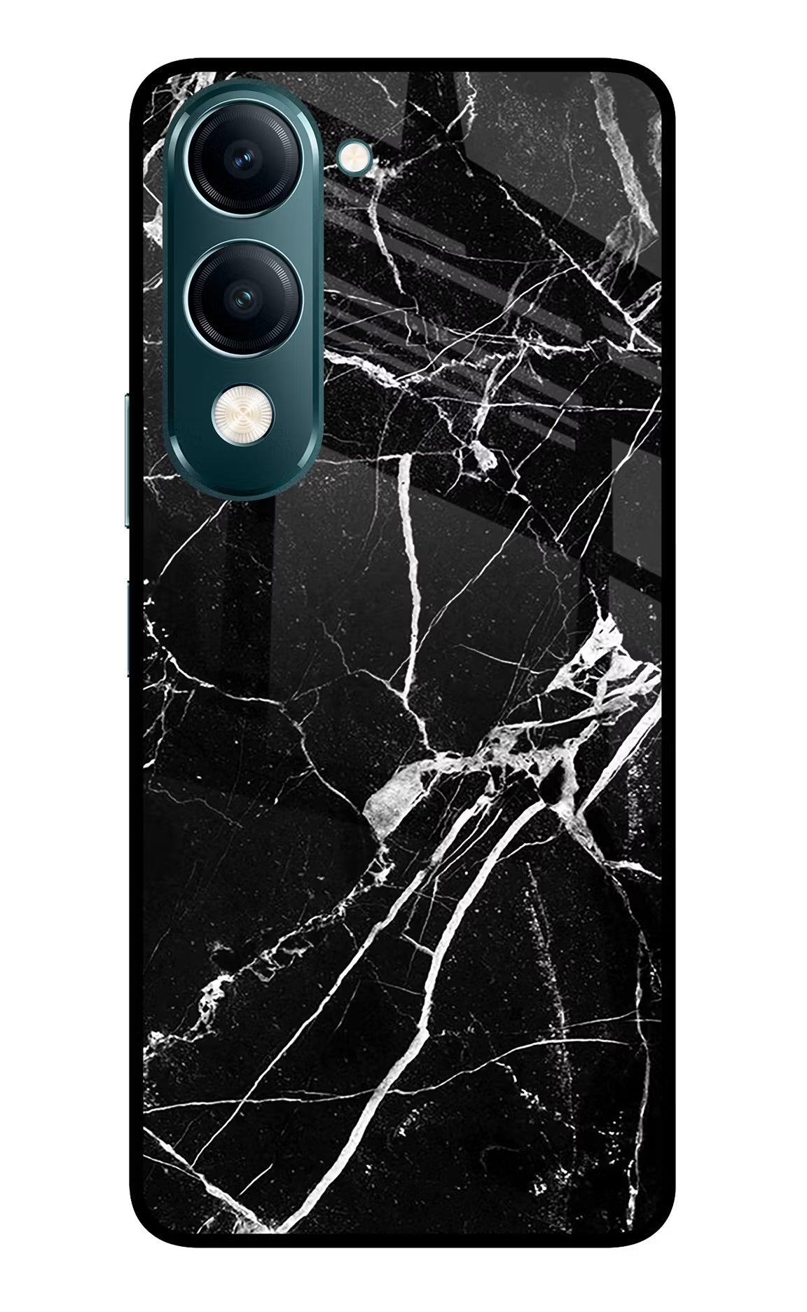 Black Marble Pattern Vivo Y19s 5G Glass Case