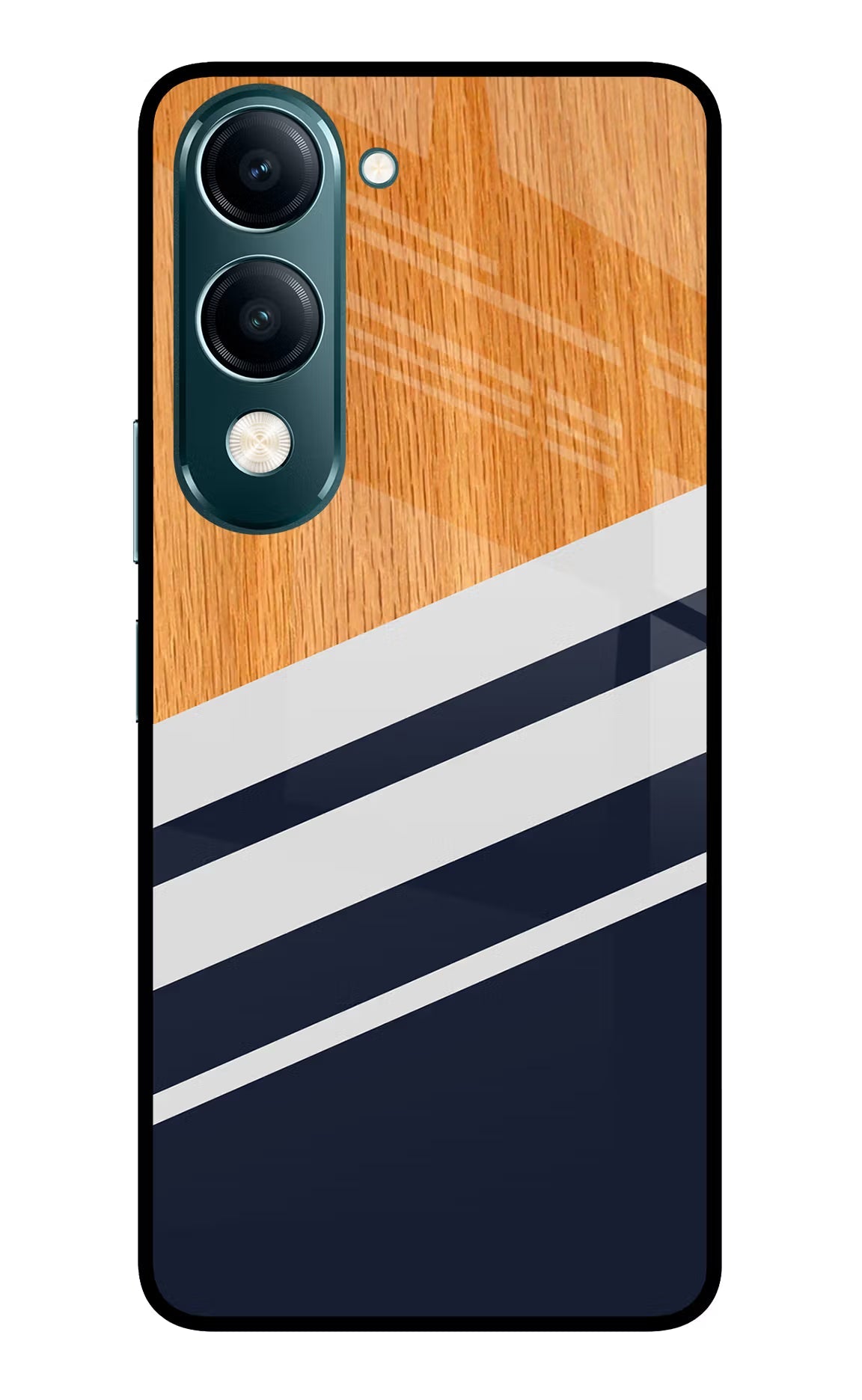 Blue and white wooden Vivo Y19s 5G Back Cover