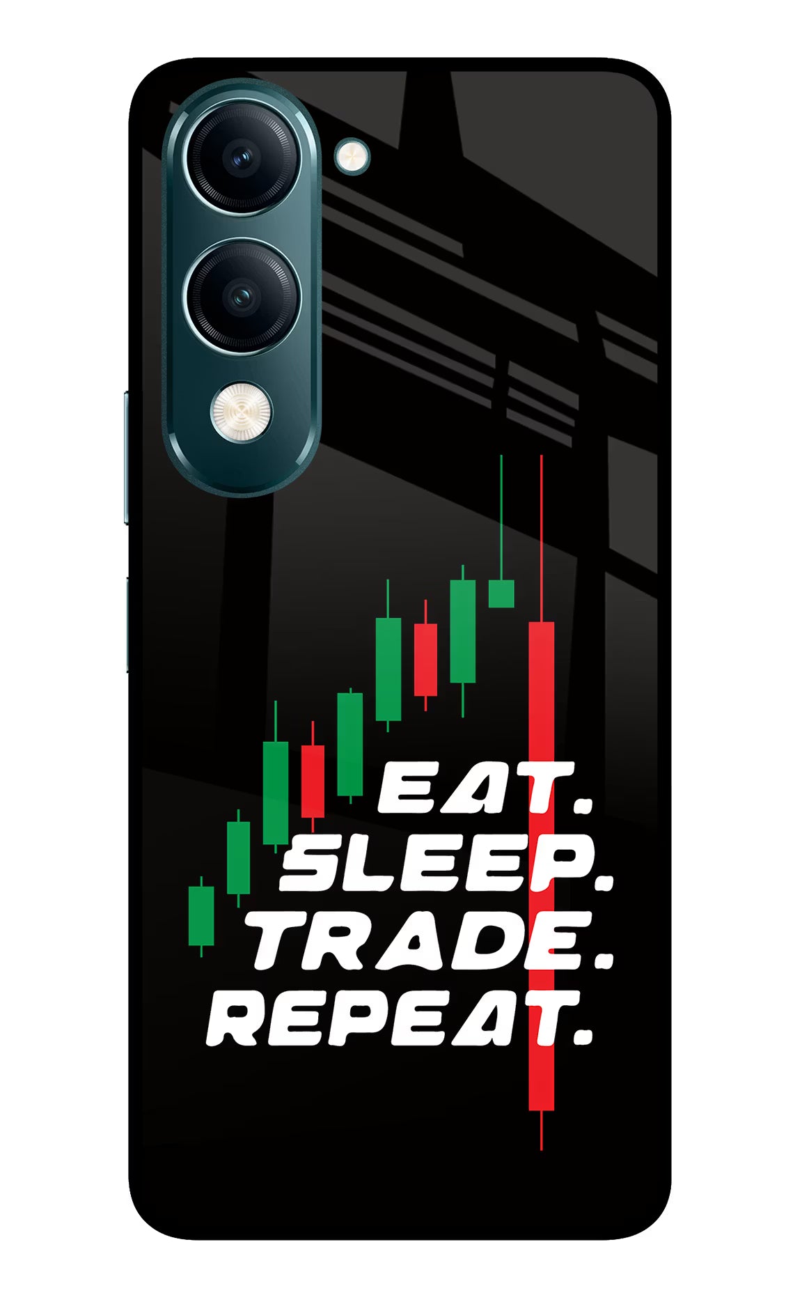 Eat Sleep Trade Repeat Vivo Y19s 5G Glass Case