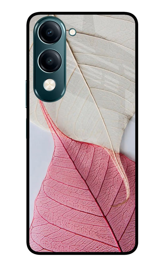 White Pink Leaf Vivo Y19s 5G Back Cover