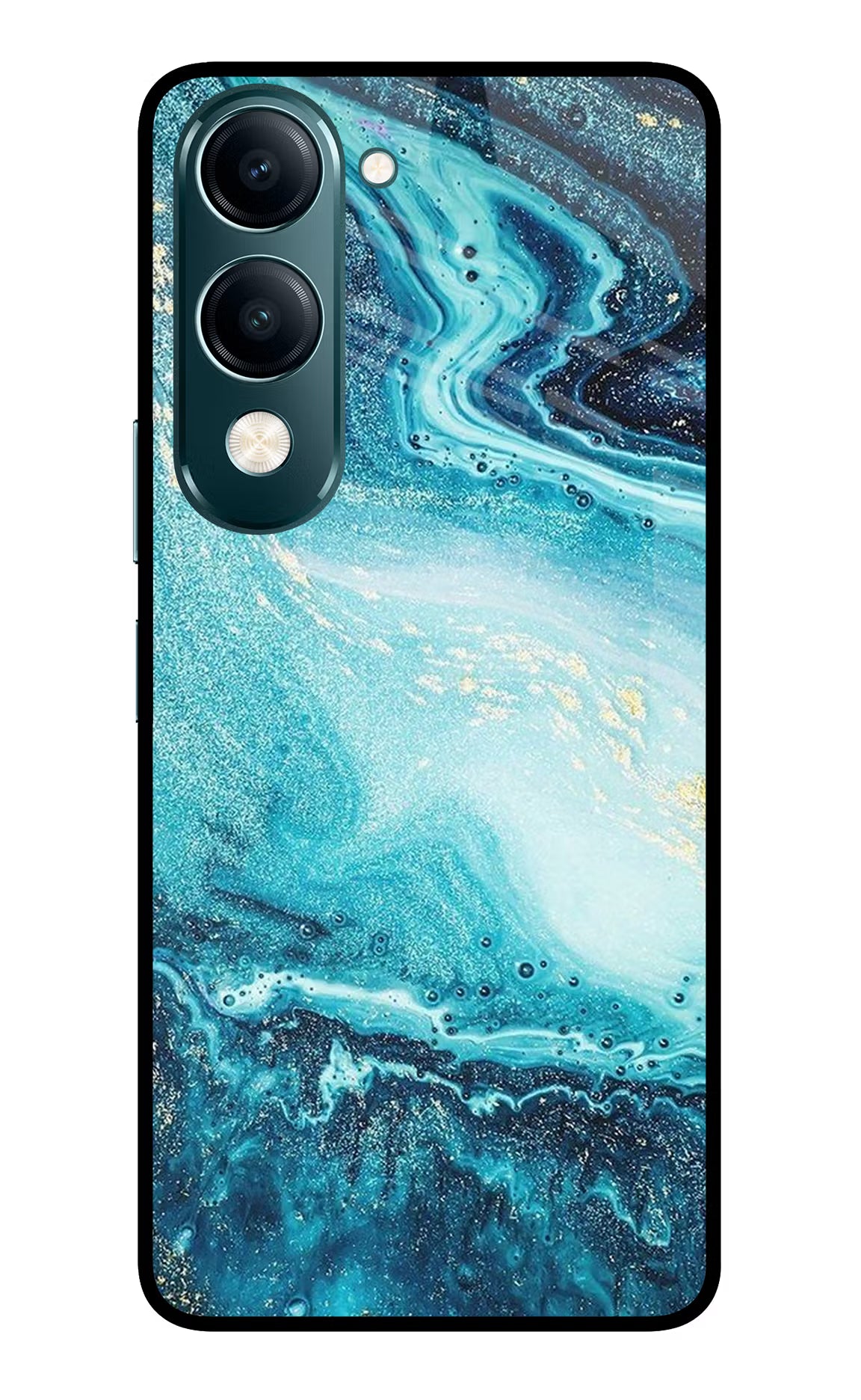 Blue Glitter Marble Vivo Y19s 5G Back Cover