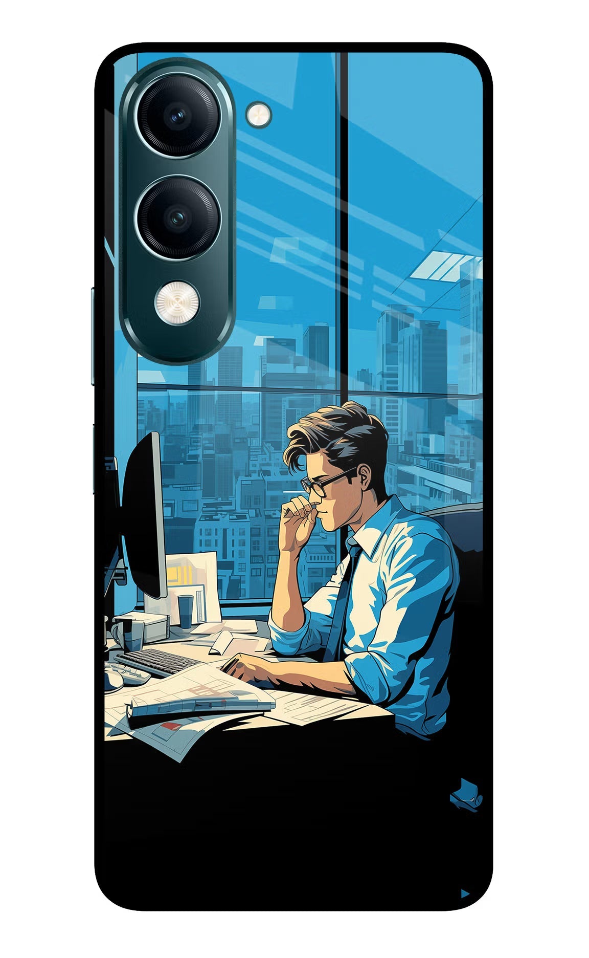 Focused Hustler (AI Generated) Vivo Y19s 5G Glass Case