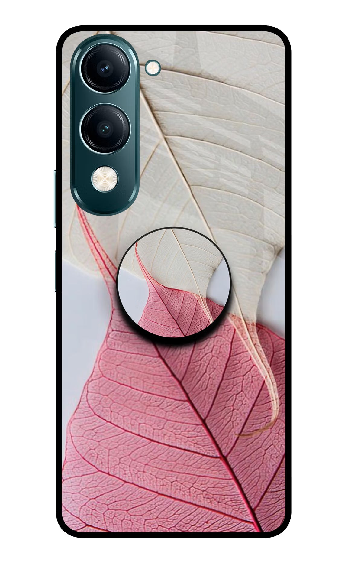 White Pink Leaf Vivo Y19s 5G Pop Case