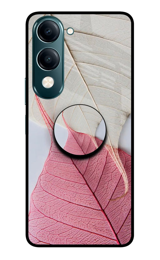 White Pink Leaf Vivo Y19s 5G Pop Case