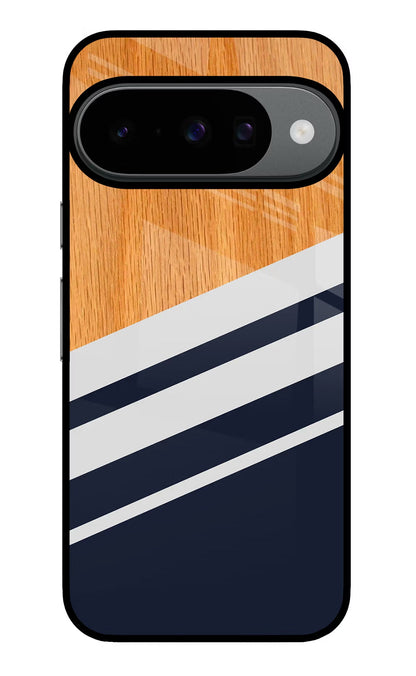 Blue and white wooden Google Pixel 10 Back Cover