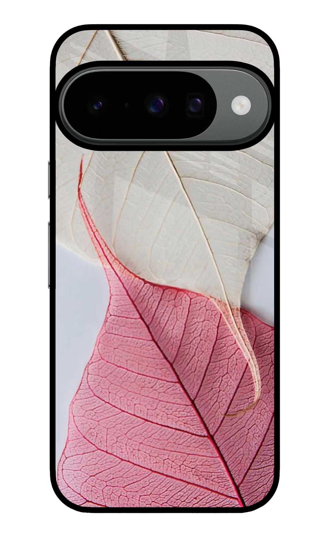 White Pink Leaf Google Pixel 10 Back Cover