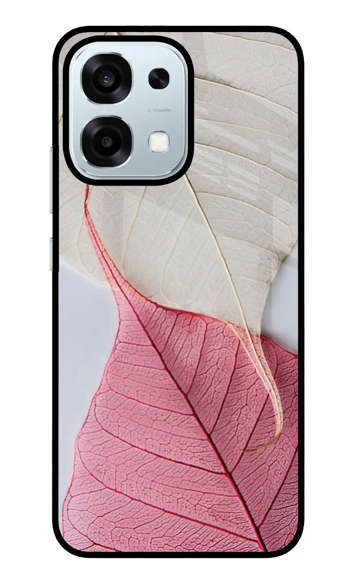 White Pink Leaf Oppo F31 5G Back Cover