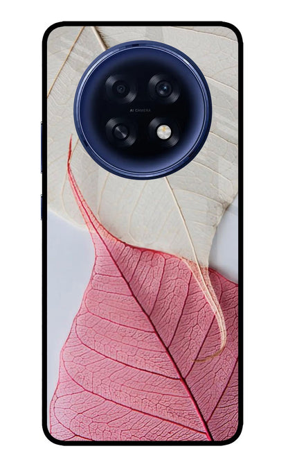 White Pink Leaf Oppo F31 Pro Plus 5G Back Cover