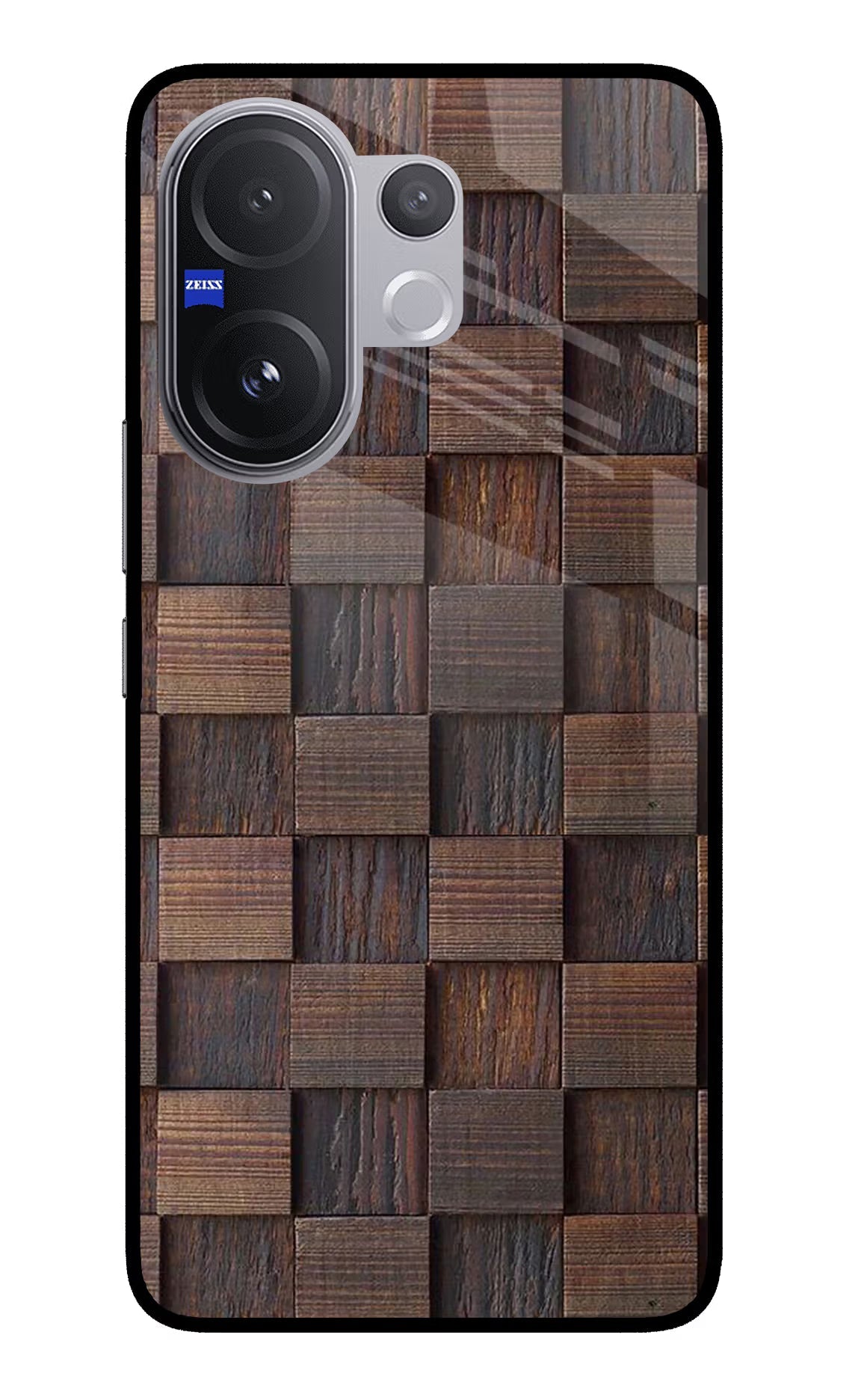 Wooden Cube Design Vivo V60 5G Glass Case