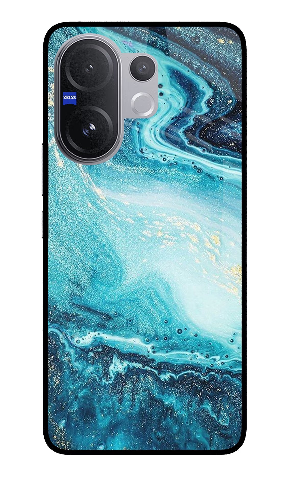 Blue Glitter Marble Vivo V60 5G Glass Case
